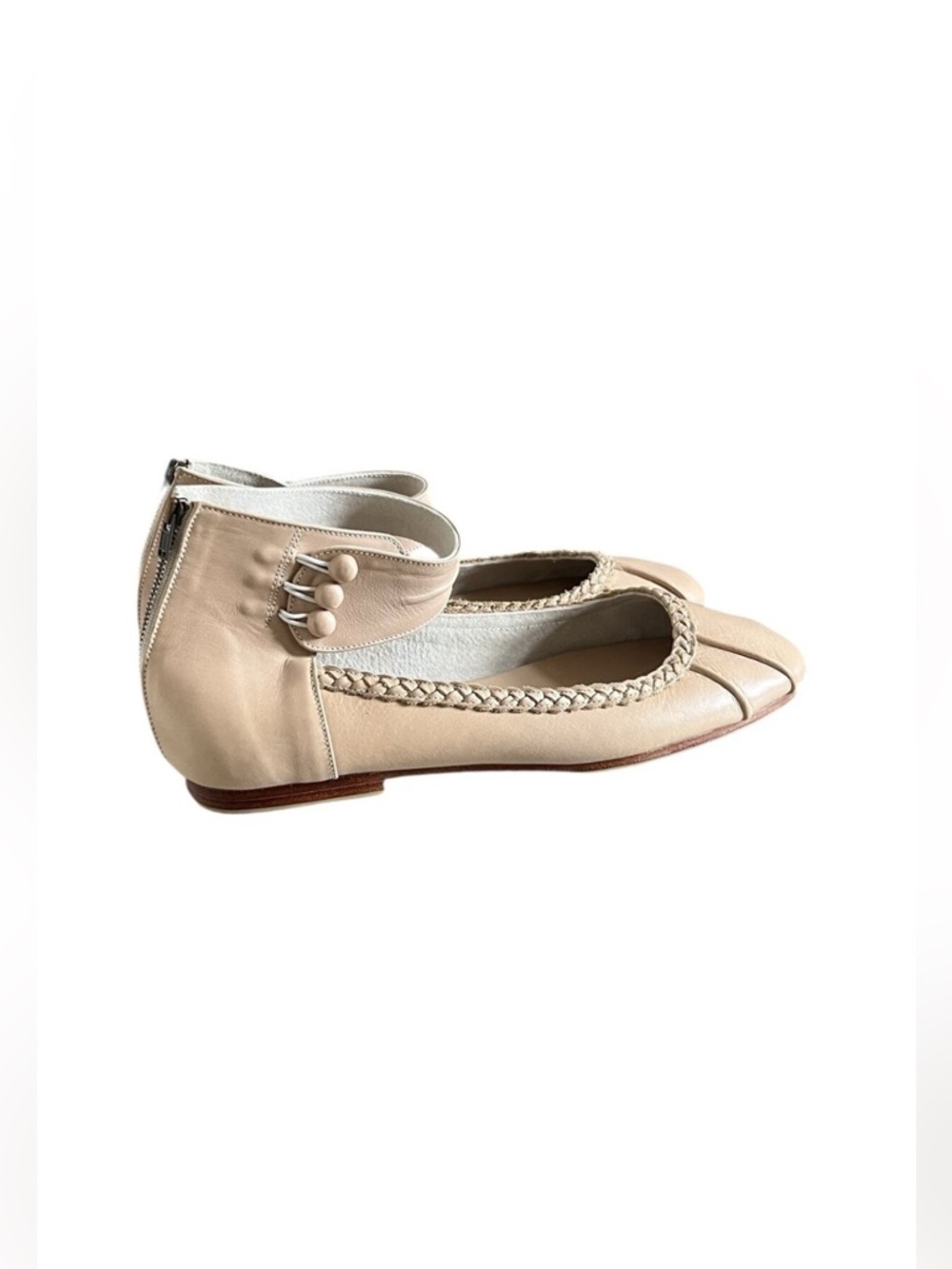 ELF Leather Muse Ballet Flats In Ivory Size 11.5